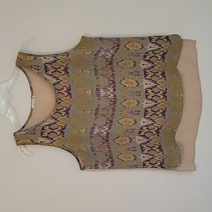 Soprano Sleeveless Print Blouse, Size Large